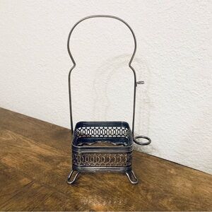 Vintage Silverplate Pickle Jar Castor Holder Caddy Silver Metal MCM Kitchen